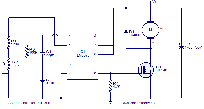Simple Circuit For Controlling The Speed Of Dc Operated