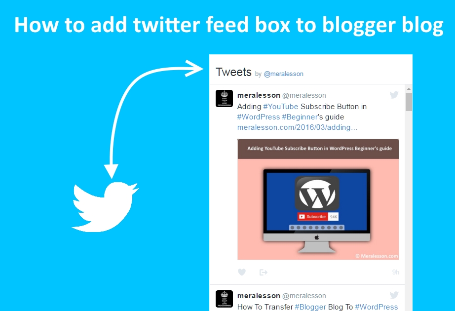 How to Add Twitter Feed Widget Box To Blogger Blog Meralesson