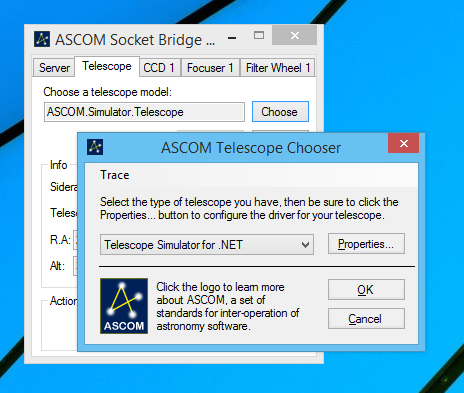 Ascom Server JGusMar: ASCOM Socket Bridge Server