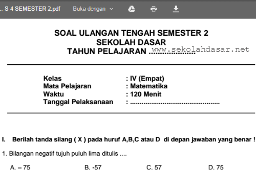 Newest Soal Uas Kelas 4 Semester 1 Kurikulum 2019 Terupdate
