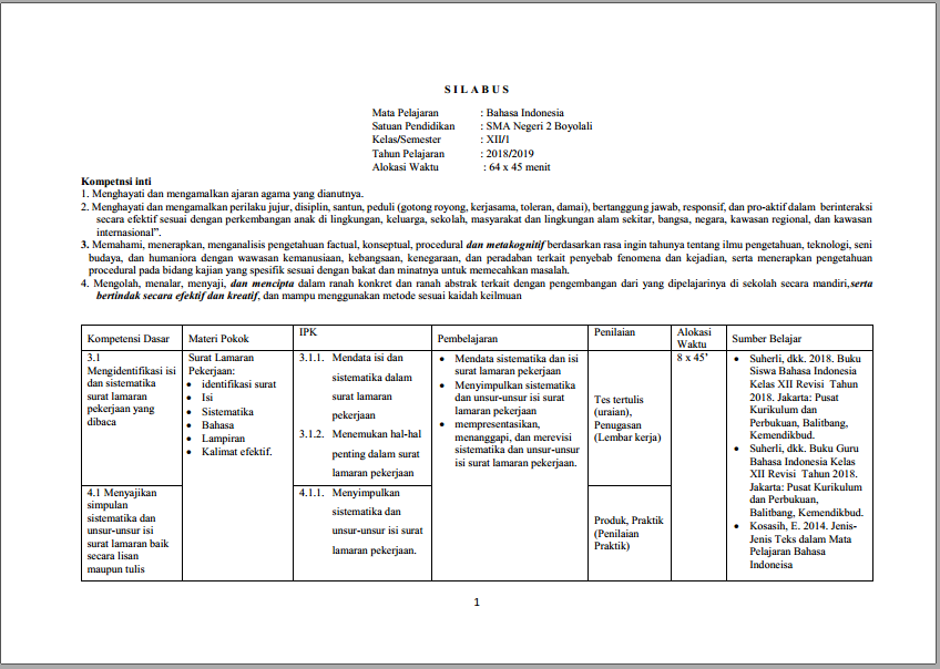 SILABUS TERBARU EDISI TAHUN 2018 (PENGEMBANGAN OLEH GURU