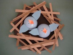 Blue Baby Birds in Nest Paper Craft.