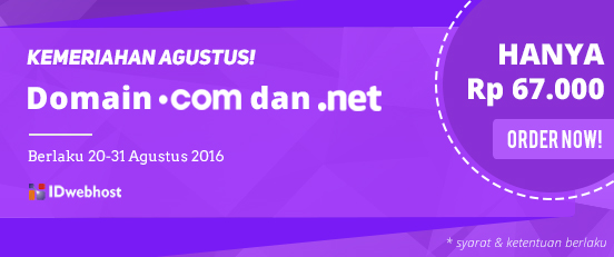 Promo Akhir Agustus, Domain .COM dan .NET Hanya Rp 67.000