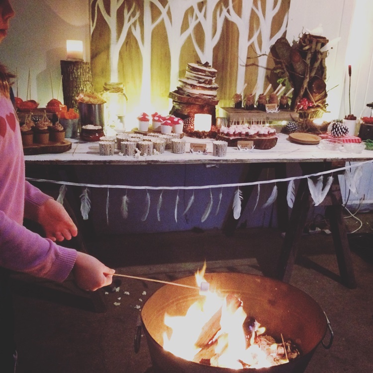 Woodland Campfire party - toasting marshmallows