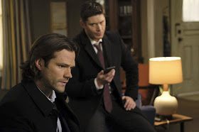 Jared Padalecki as Sam Winchester and Jensen Ackles as Dean Winchester in Supernatural 12x15 "Somewhere Between Heaven and Hell"