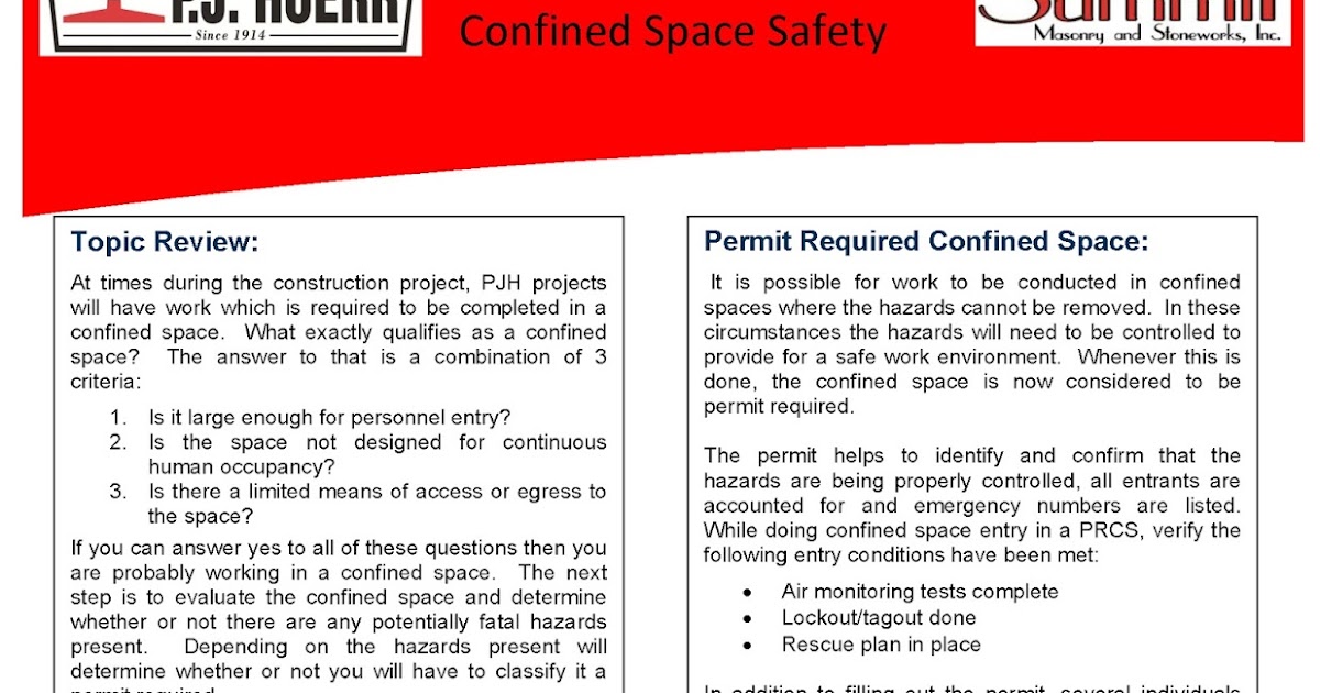 P.J. Hoerr, Inc. P.J. Hoerr & Summit Masonry Weekly Toolbox Talk