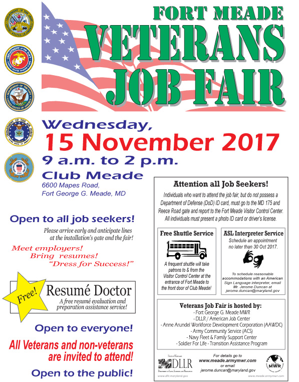 Fort Meade Veterans Job Fair (November 15, 2017)
