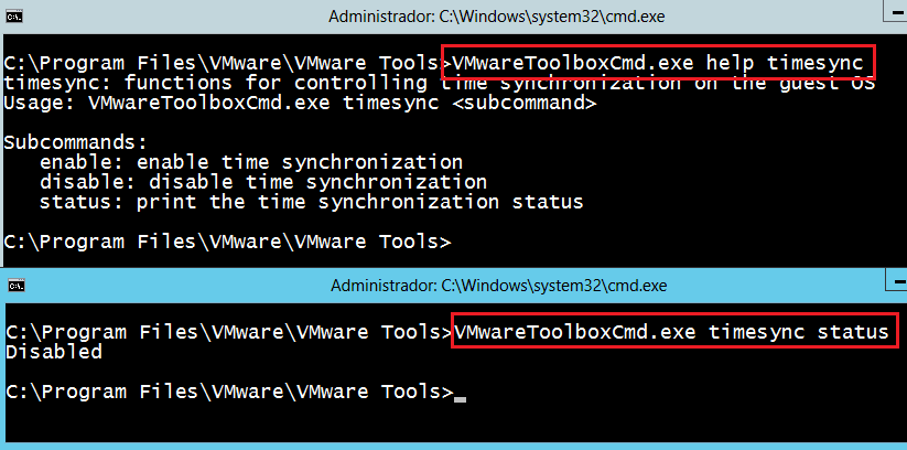 VMWare Sincronización de hora de la VM Windows