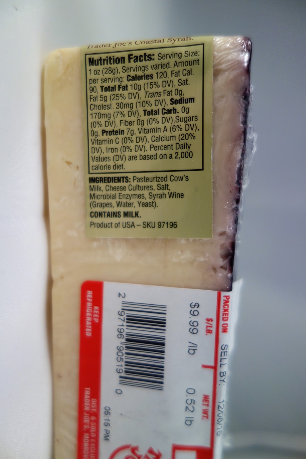 Trader Joe's Creamy Toscano Cheese [Soaked in Syrah]
