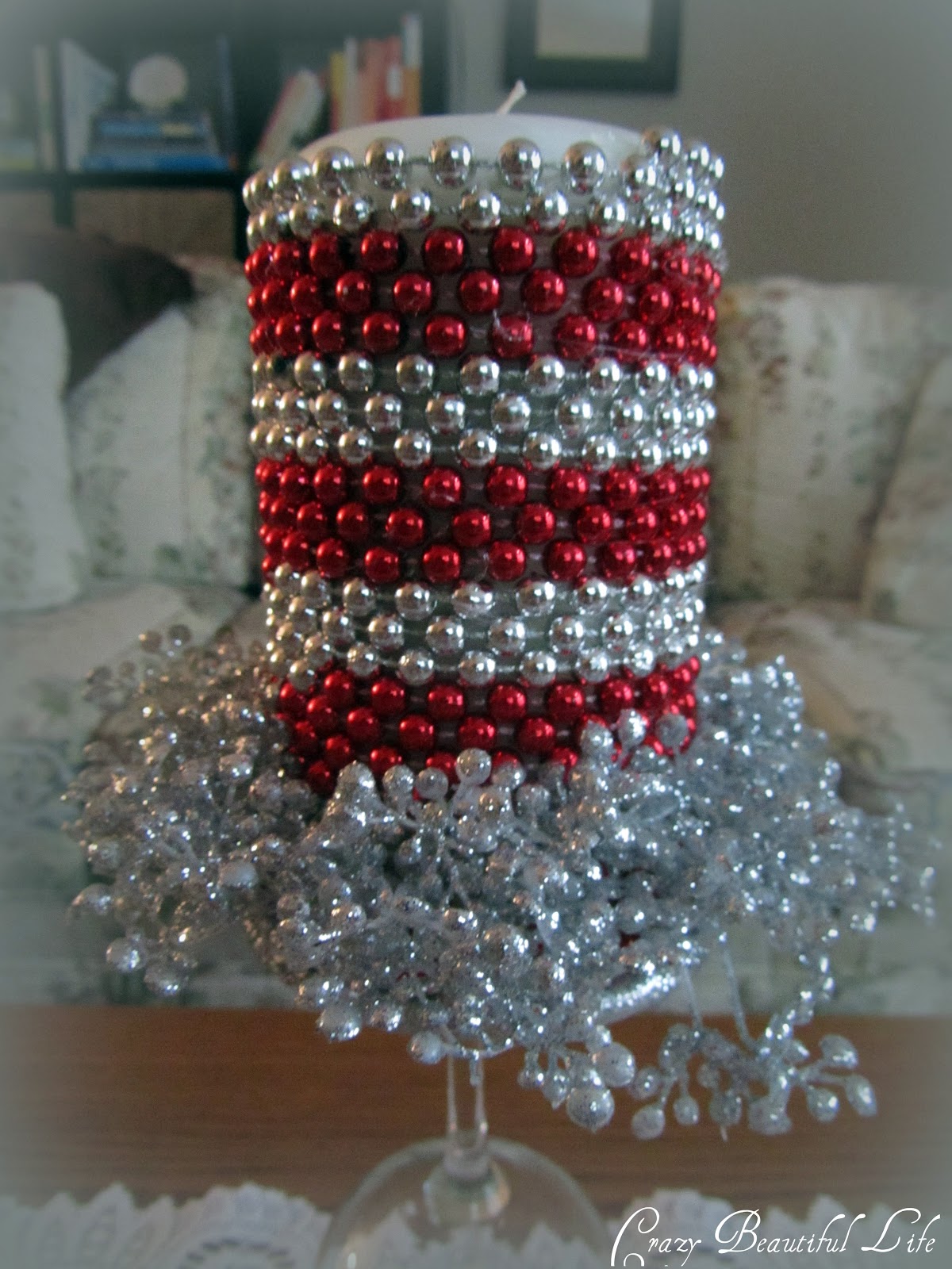 Glitter Glue and Paint Holiday Candle Decor