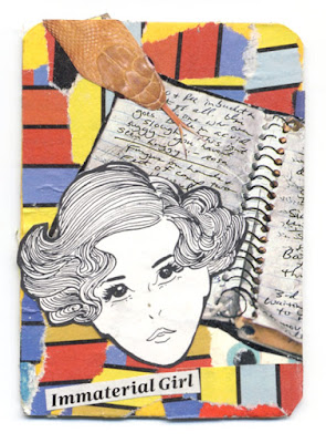 hand cut paper collage artist trading card