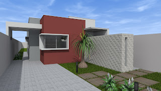 Casa 70m2, modelada com sketchup e renderizada com artlantis