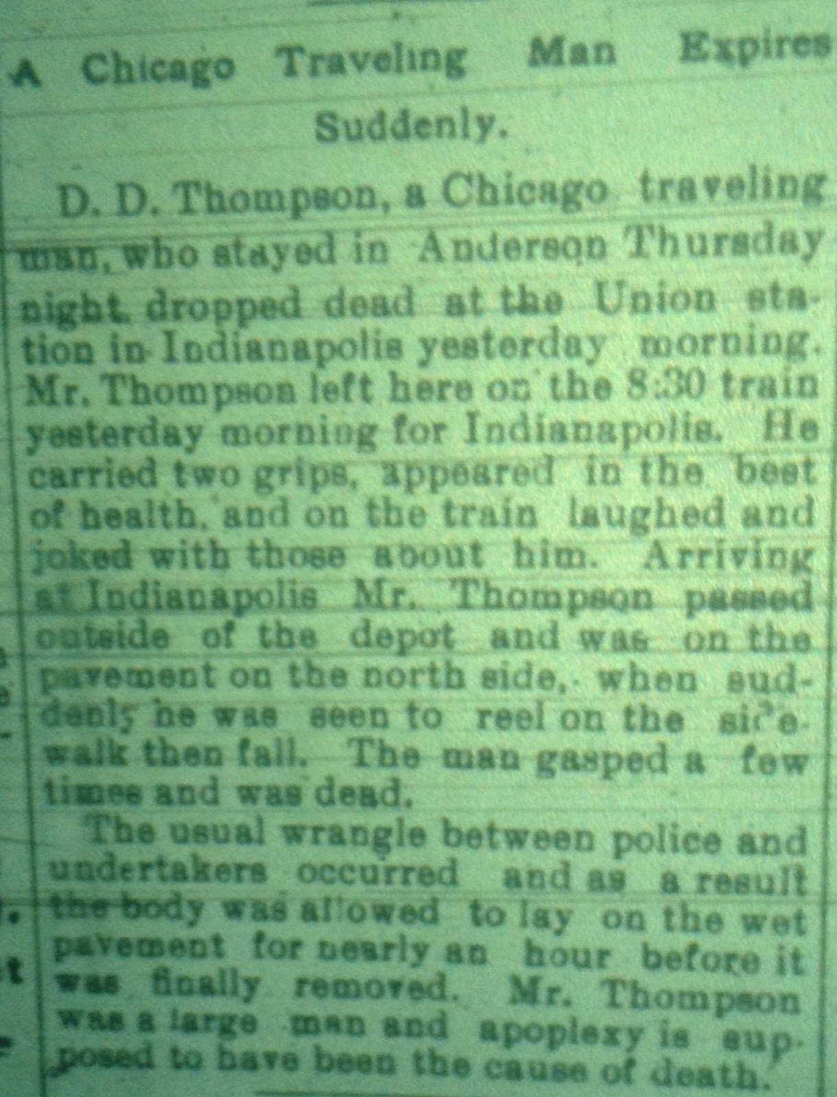 Indiana News From the Past Obits Jan 14 & Jan 17 1897