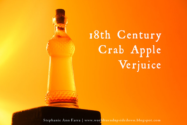 Verjuice is acidic juice typically made from unripe grapes or crab apples. It gained popularity in the Middle Ages and was popular throughout the 1700s as a sauce, glaze or pickle.| Easy recipe | World Turn'd Upside Down 