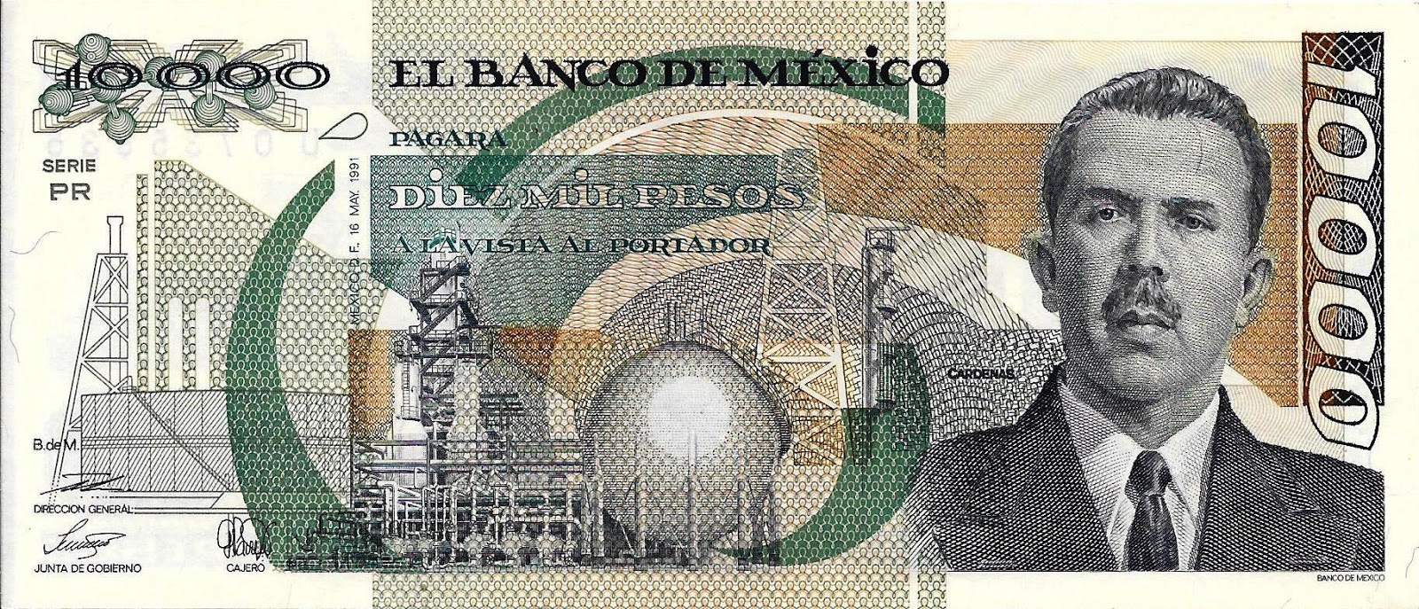 Mi Colección de Monedas y Billetes: Billete de 10,000 Pesos (1991) - México