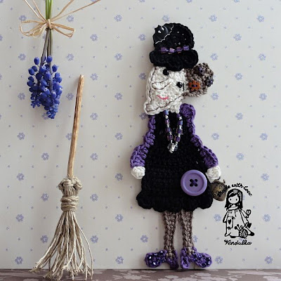 crochet by Vendulka, crochet patterns, halloween, Magic with hook and needles, VendulkaM crochet, witch brooch, 