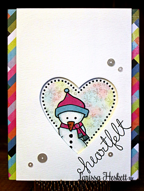 Heartfelt Snowman card by Larissa Heskett | Frozen Friends Stamp set by Newton's Nook Designs 