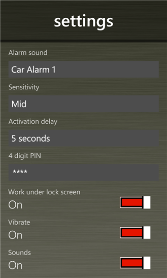 تطبيق مجاني لمنع سرقة جهازك لويندوز فون ونوكيا لوميا Anti Theft Alarm xap 1.0.3.1