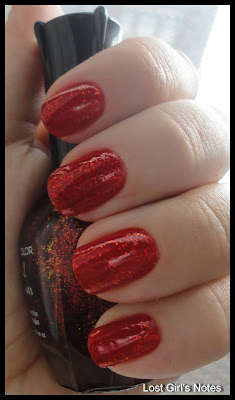 kleancolor chunky holo scarlett swatches with revlon fire base