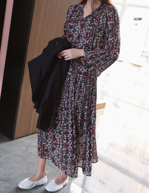 [SSUMJ] Tie Neck Floral Midaxi Dress | KSTYLICK - Latest Korean Fashion ...