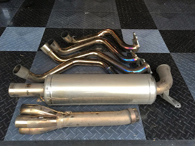 Exhaust, cat bypass pipe and manifold prior to polishing