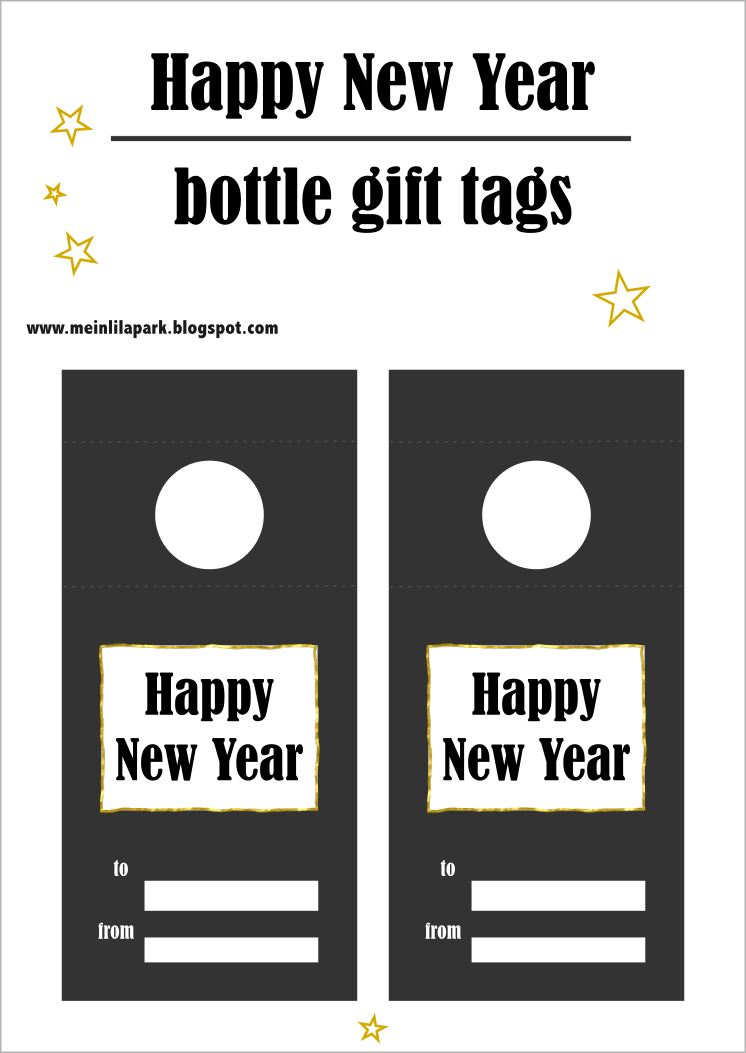 free printable bottle gift tag "Happy New Year