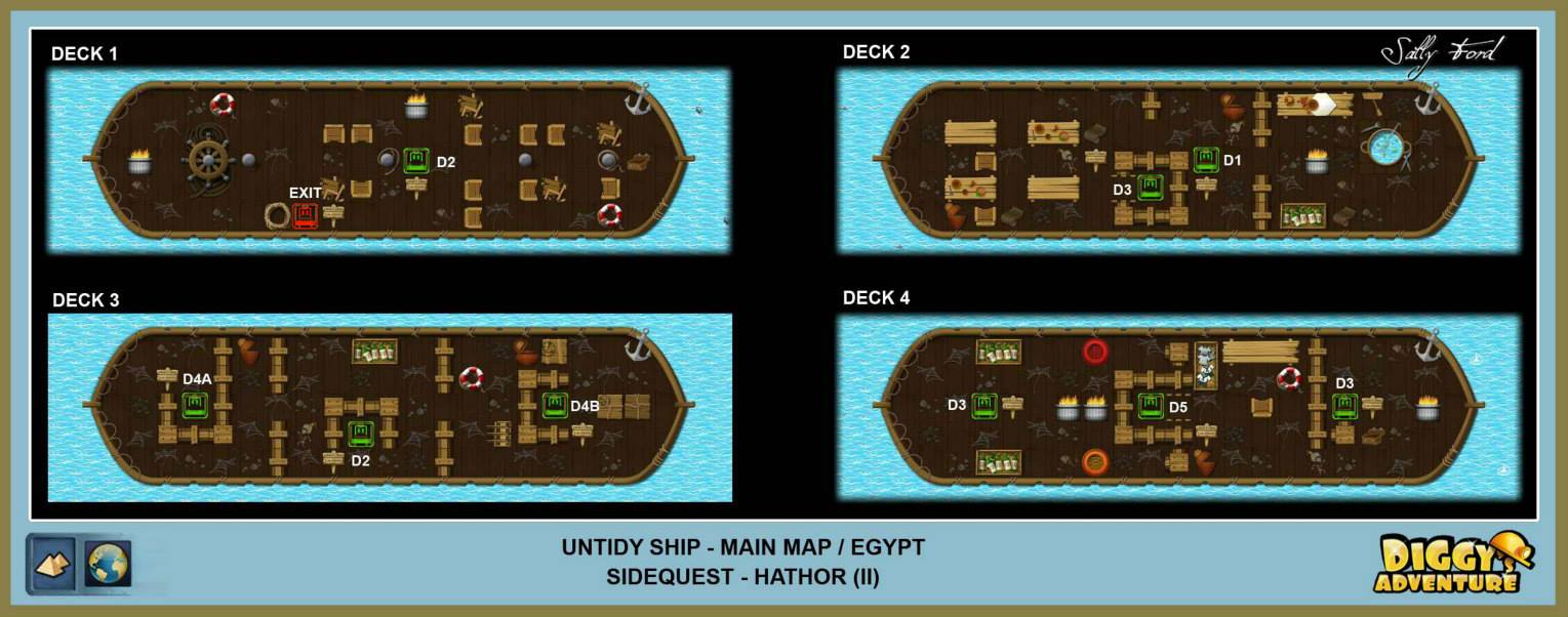 Diggy's Adventure Walkthrough: Egypt Main / Untidy Ship Decks