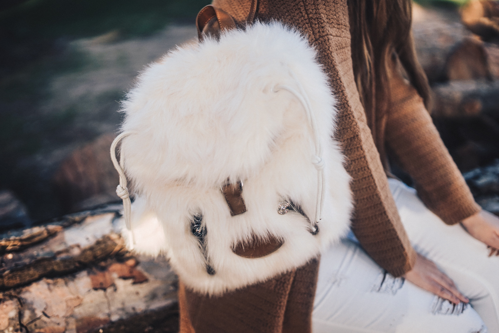 kipling fundamental faux fur backpack