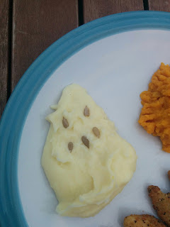 A Whipped Ghost aka Mashed Potato with A Sunflower Seed Face