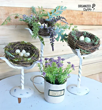 Spring Decor From Repurposed Candle Holders
