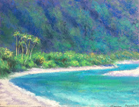Soft pastel painting of a seashore by Manju Panchal