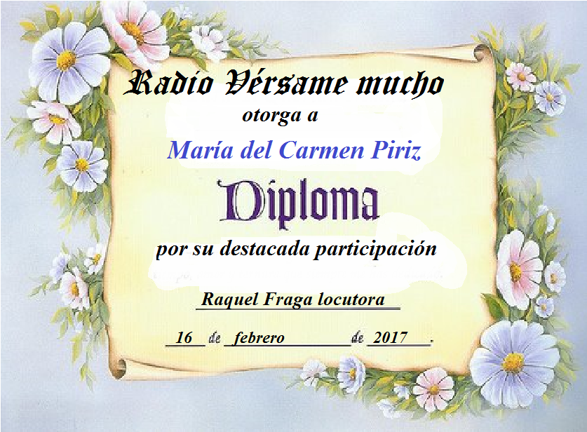 Diploma  radio Vérsame Mucho