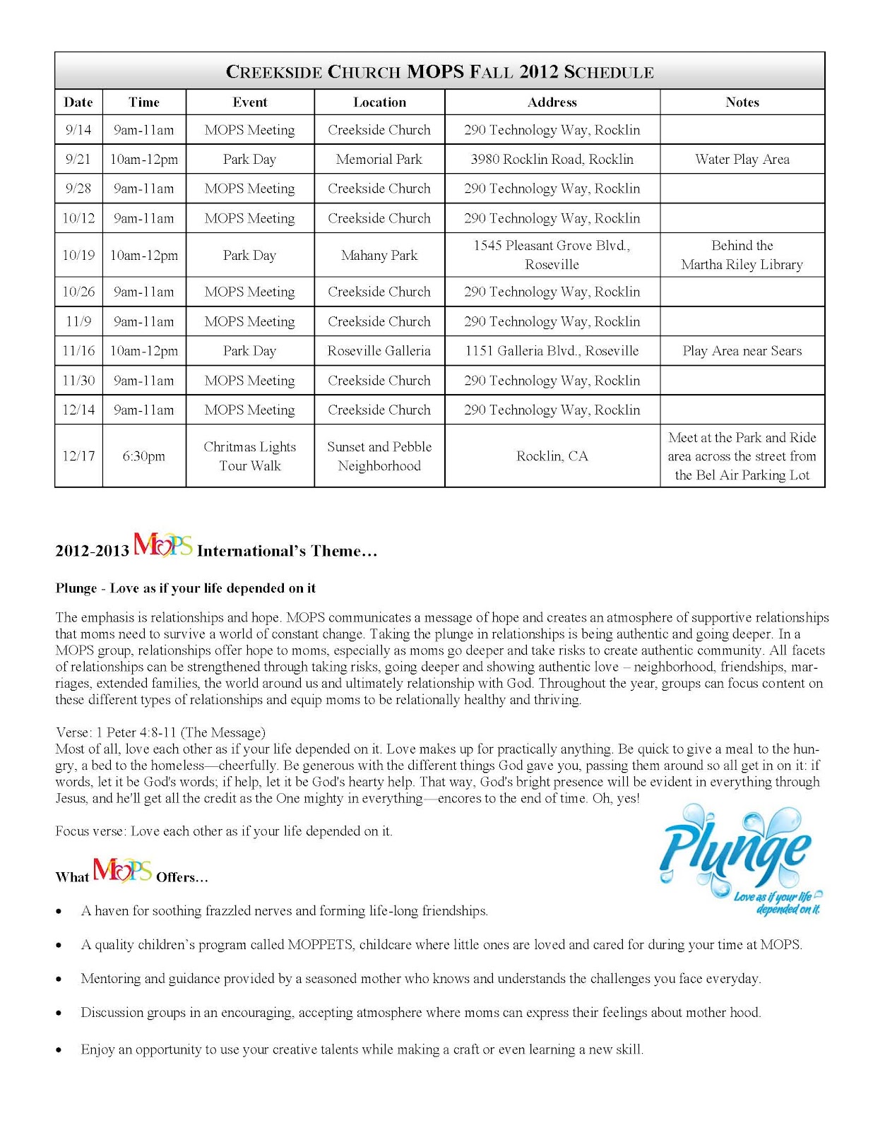 MOPS at Creekside Fall Registration!