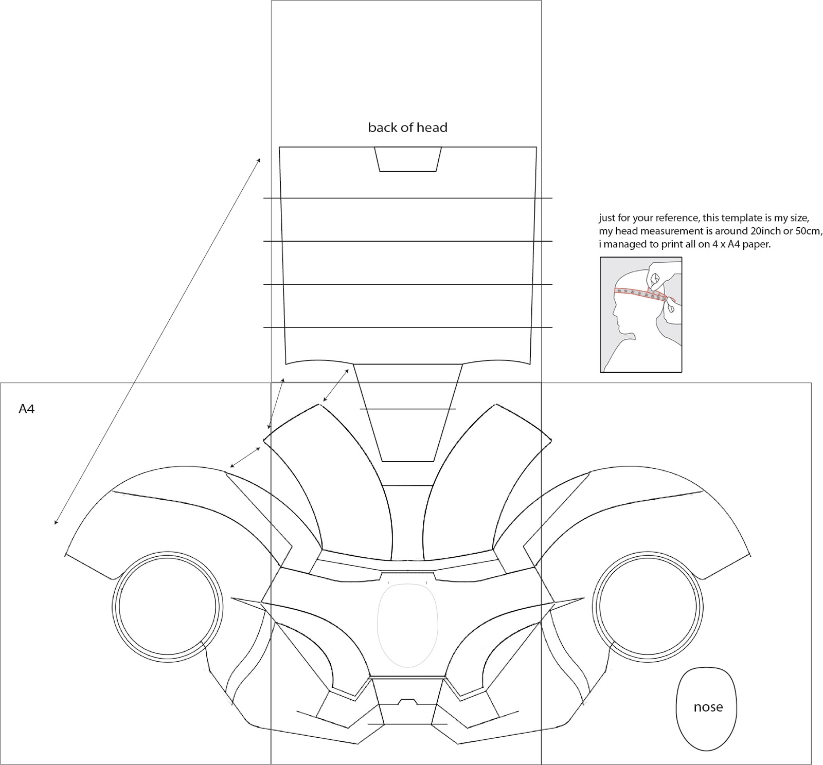 Iron Man 4 Costume Helmet DIY Cardboard (with template)