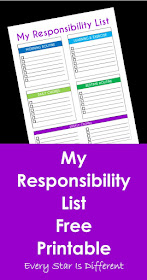 My responsibility chart free printable