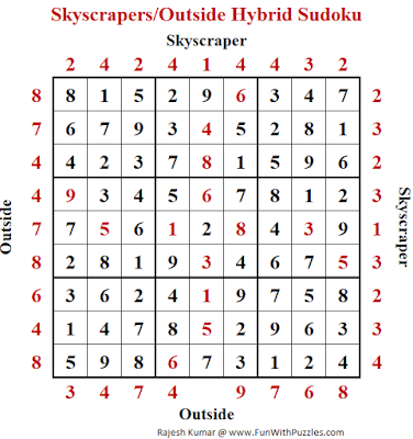 Answer of Skyscrapers/Outside Hybrid Sudoku Puzzle (Daily Sudoku League #229)