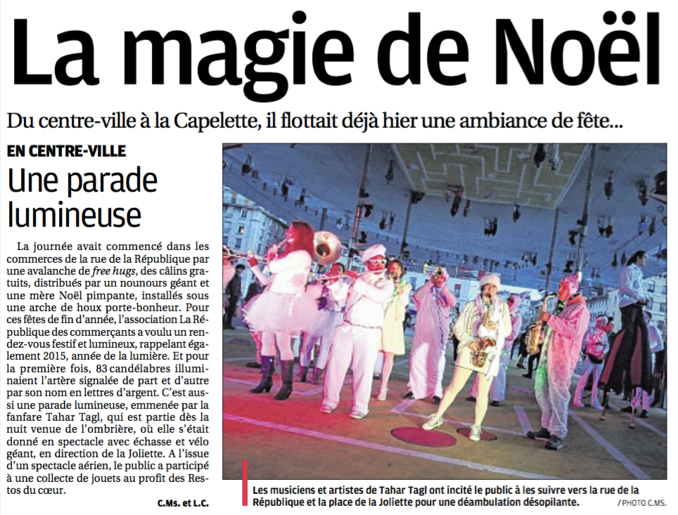 La fanfare Tahar Tag'l dans le journal quotidien La Provence du dimanche 13 décembre 2015