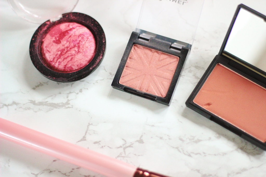 makeup revoluution loved me the best, rimmel blush pink rose, sleek blush in suede review and swatches
