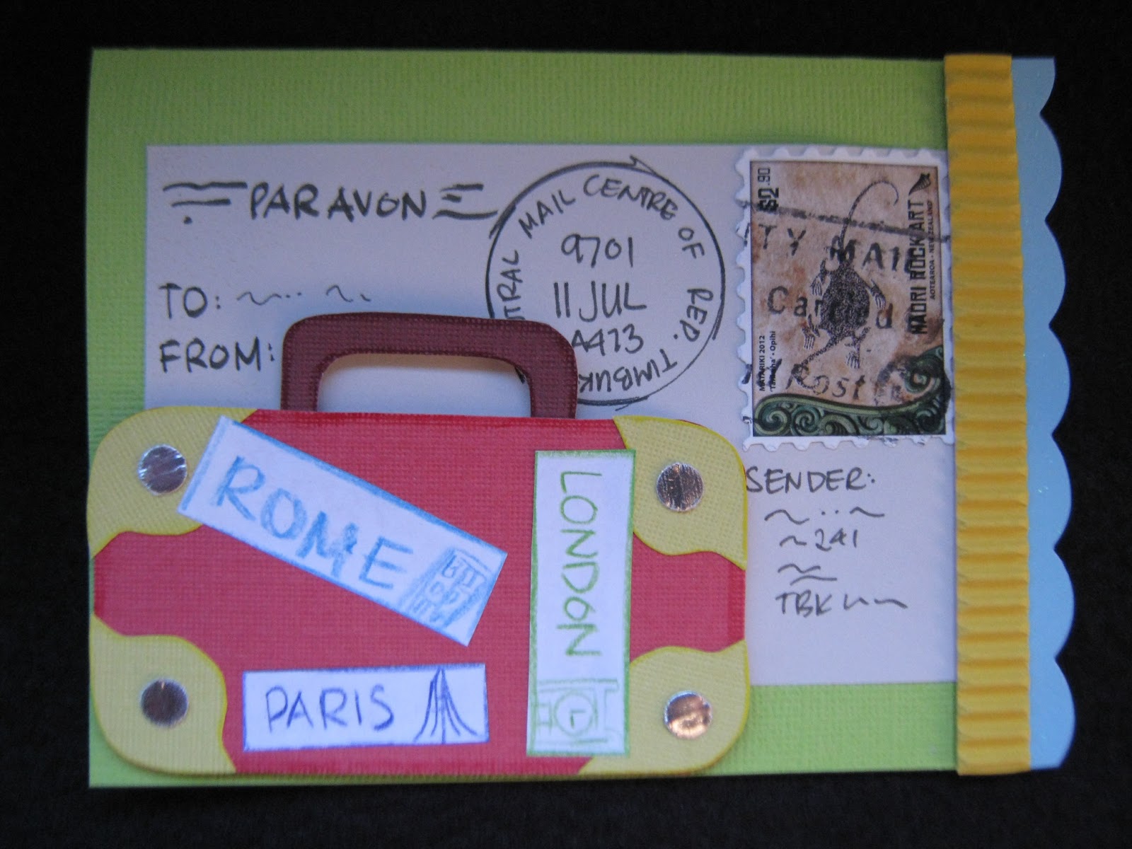Heart Felt Bon voyage! handmade travel card