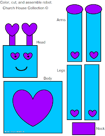 Valentine's Day Robot Craft for Kids Cutout Free Printable