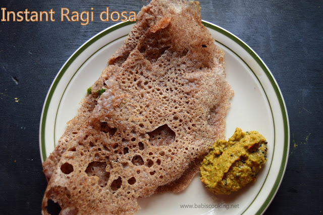 Instant Ragi Dosa | Instant finger millet flour savory crepes