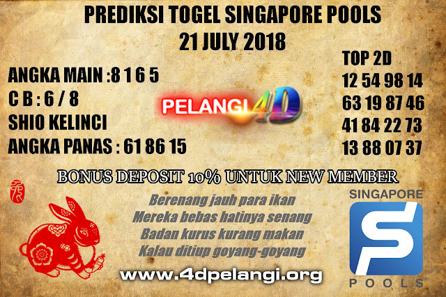 PREDIKSI TOGEL SINGAPORE POOLS 21 JULY 2018 PELANGITOTO