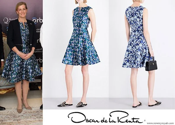 Countess Sophie wore OSCAR DE LA RENTA Graphic floral-print silk-blend mini dress