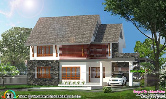 Sloping roof gabled truss roof home