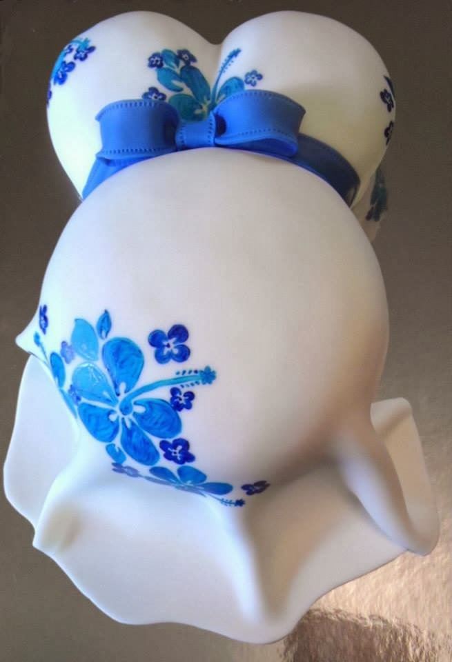 Blue Hibiscus Baby Shower Cake . Coconut cake filled with vanilla ...