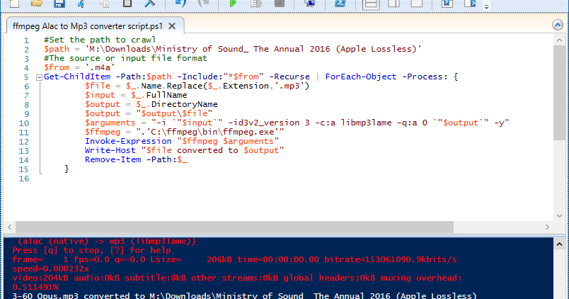 Zen Exp: Powershell Script to Convert Alac to Mp3