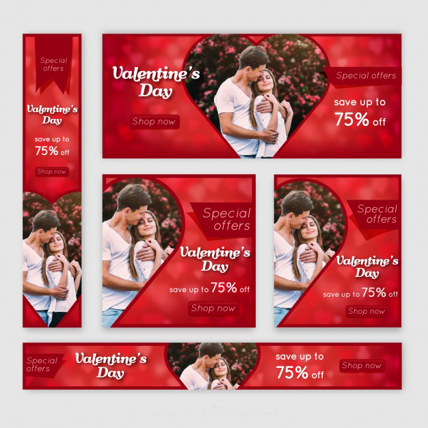 Valentine's day banner web Free Vector