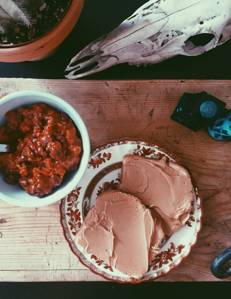 a recipe chili & toasted peanut butter sandwich. no, seriously. Love JD