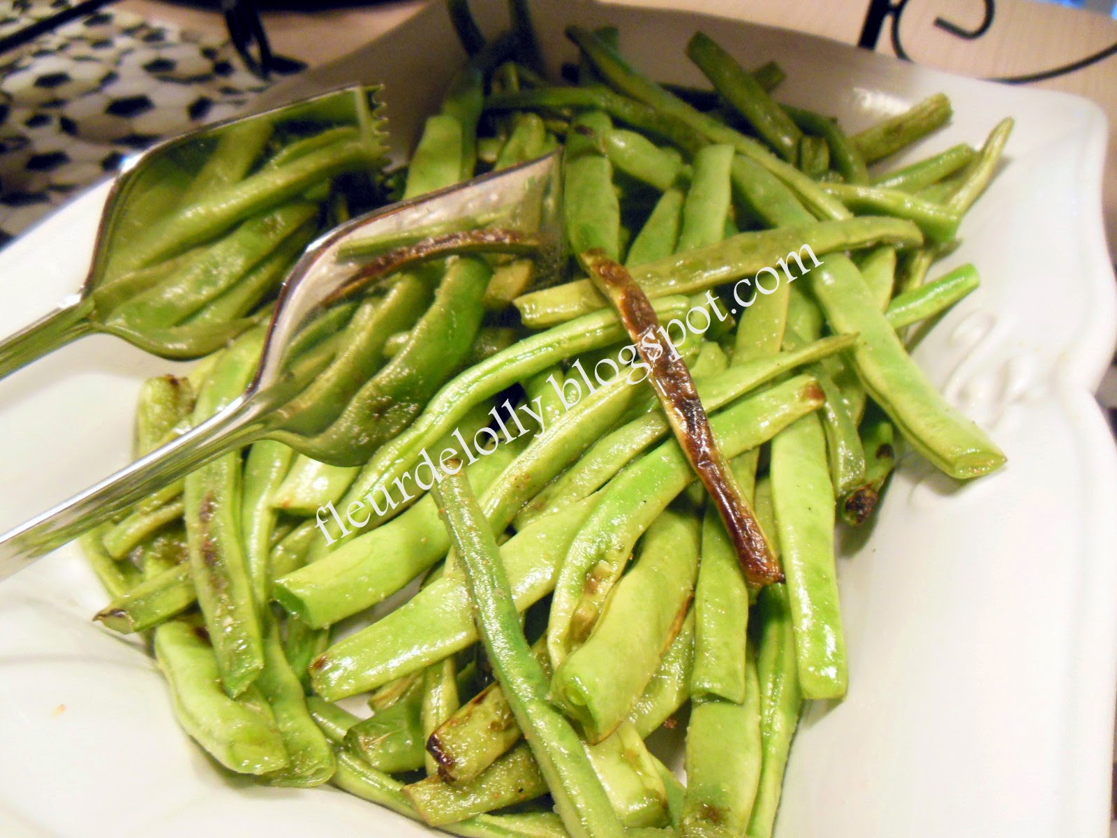 Fleur de Lolly Grilled Green Beans seasoned with ground coriander