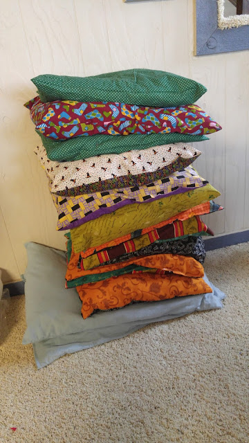 Quilting and fabric scraps used to make dog and cat beds